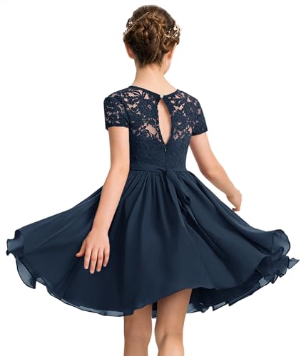 YOVION Flower Girls Dress Crew Neck Elegant Lace A-Line Formal Wedding Party Dresses for 6-12 Years2