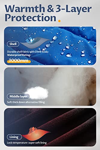 Creatmo Us Girl's Long Winter Coat Parka Soft Fleece Line Hooded Quilted Puffer Jacket Children Raincoats Blue 10/12 #TOP3