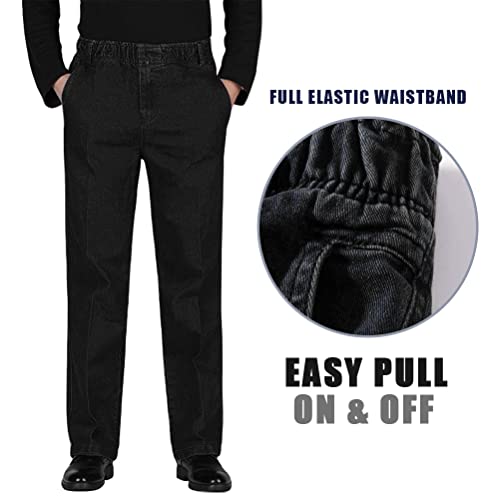 Ylingjun Mens Jeans Elastic Waist Relaxed Fit Straight Leg Jeans Casual Pants3