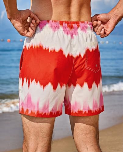 Image of Men's 5'' Swim Trunks with Compression Liner Graphic Beach Dry Fit Lightweight Bathing Shorts (S-XXL)