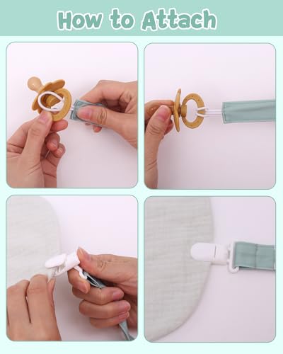 Image of babygoal Baby Pacifier Clips 8 Pack, Pacifier Holder Clip Fits for Most Pacifier and Binkies-Neutral Color