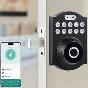 Keyless Entry Door Lock, Smart Door Locks for Front Door, Fingerprint Door Locks, Smart Digital Lock with Bluetooth and APP Control, Easy Installation – IP54 Waterproof – Auto Lock.