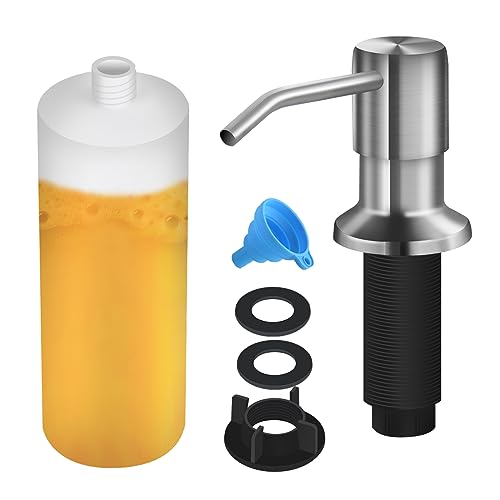 Comparison: Best Built In Soap Dispenser For Kitchen Sink 5 Soap Dispenser for Kitchen Sink, Built in Sink Soap Dispenser Lotion Dispenser with 17 OZ Bottle, Refill from The Top Bar Sink Soap Dispenser, Brushed Nickel (1 Pack)