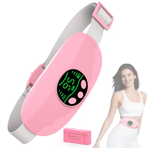 AMZBOSS Ceinture Chauffante Regle Douloureuse,Bouillotte Regles Douloureuses,Ceinture Chauffante,3 Températures&3Modes de Vibration,Confort de Bureau,Compagnon de Voyage,Cadeau Santé pour Elle(Rose)