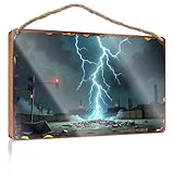 Dekor-Schilder, Gewitter über verlassene Industriezone, Holzschild, Wanddekoration, lustige Heimdekoration, Schilder (23 x 35 cm)