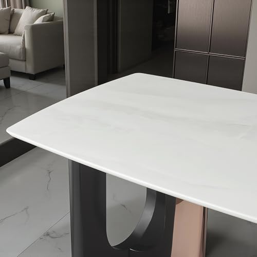 Image of The Attic Quarto Stone 6 Seater Dining Set,Steel Grey,Rose Gold, Gun Metal & Cream,160Cms