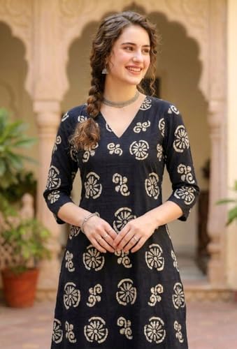 Image of Women's Cotton A-Line Kurta Pant Set | Printed Ethnic Co-Ord Set for Office Wear & Festive Look | Comfortable Breathable Fabric Kurti Pant for Women