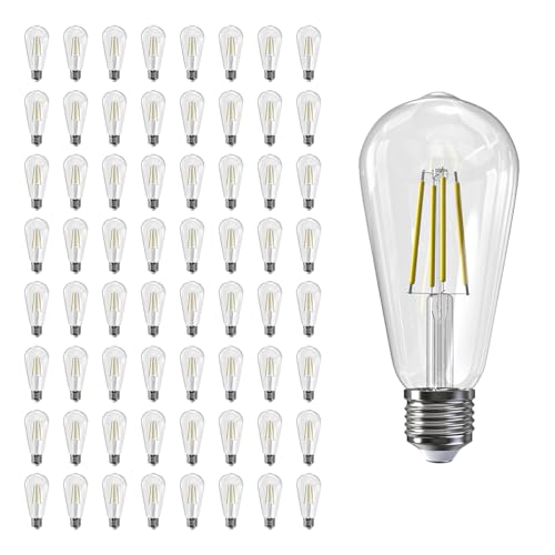 Image of Jensense Edison Bulbs E26 LED Bulb 60 Watt Equivalent, Vintage LED Light Bulbs CRI90+ ST19, Dimmable Clear Light Bulbs (5000K Daylight, 8watt-64 Pack)