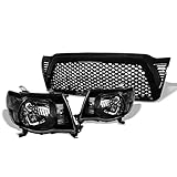 Black Clear Crystal Headlights Signal Lights NB + Dragon Mesh Front Hood Bumper Grill Grille For...