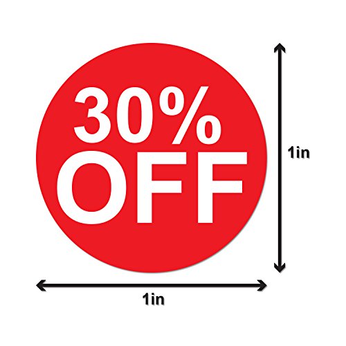 OfficeSmartLabels - 30 Percent Off Sales Clearance Discount Stickers Labels for Retail Store Garage Yard Sale - 1" Round Circle Dot Pricemarker Tag - Self-Adhesive [300 Labels/Pkg, 1 Pkg=300 Labels] - Thumbnail 2