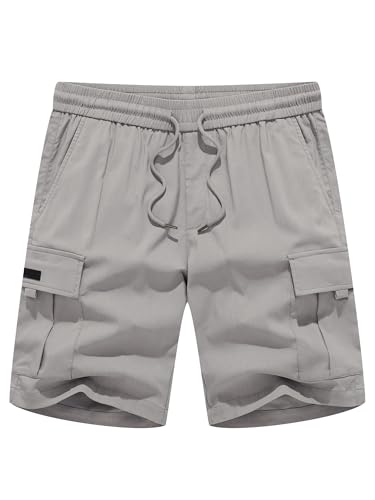Image of JMIERR Men's Casual Stretch Cargo Shorts | Drawstring Elastic Waist, Multi Pockets, Summer Work Short, Classic