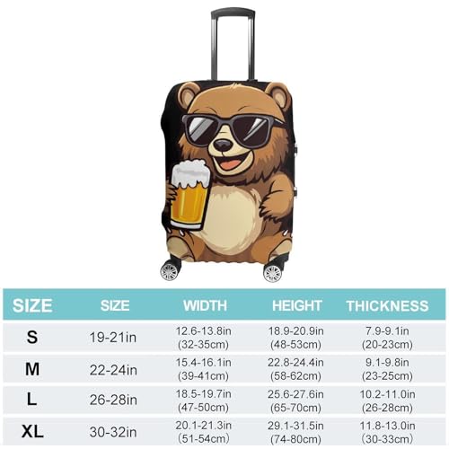 Cool Bear Drinking Beer Luggage Covers Washable Travel Suitcase Cover Elastic Baggage Protector2