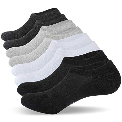 Anqier No Show Socks 8-10 Pack Cotton Low Cut Socks Invisible Casual Non-Slip