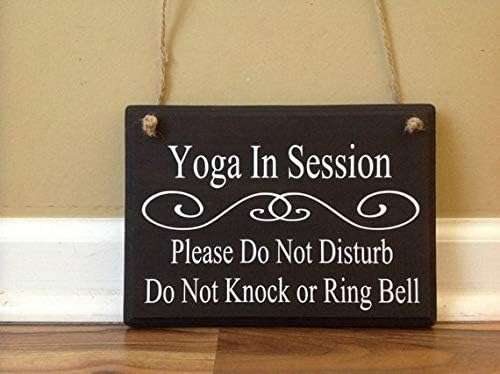 Wood Plaque Yoga In Session Please do not disturb Do Not Knock or Ring Bell hanging door sign Yoga Studio teacher relaxation meditation yoga group