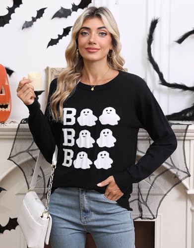 Womens American Flag Sweater, Long Sleeve Crewneck Colorblock Striped Pullover with Drop Shoulder - Casual Knitted Sweaters