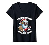 Photo Gallery donna funky santa groovy retro disco claus christmas party xmas maglietta con collo a v Photo Gallery donna funky santa groovy retro disco claus christmas party xmas maglietta con collo a v