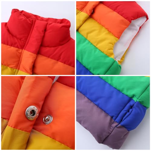 Image of Mud Kingdom Girls Boys Puffer Vest Rainbow Stripes Stand Collar Sleeveless Jacket 2-9 Outerwear Years