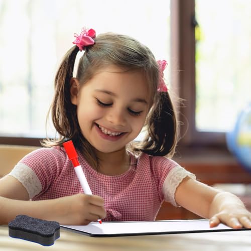 2 Stück Mini Whiteboard 30x21cm, Magnettafel Klein Doppelseitig Whiteboard A4 Abwischbar Mit 2 Markern Und 2 Board Radierer, Schwarzem Rahmen Kleines Whiteboard Tragbar für Zuhause, Schule, Büro