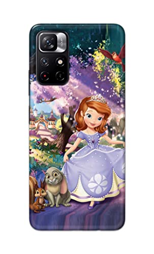 Image of PRINTFIDAA Cartoon Little Girl with Crown and Pet Animals Printed Designer Hard Case for Redmi Note 11T (5G) Back Cover -(e) RPM1008