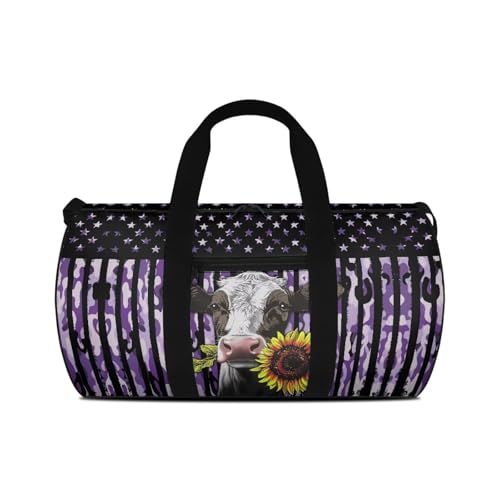 Rchsmod Cow American Flag Print Duffel Bag for Men Women Sunflower Camouflage Design Zipper Travel Duffel Bag Carry On Weekender Overnight Bag Lightweight Garment Bags for Swimming Sport Beach