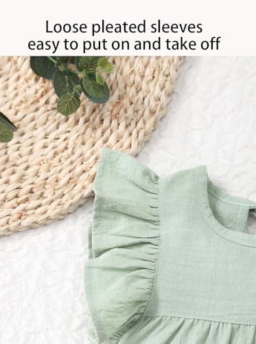 Toddler Baby Girl Playwear Dresses: Cotton Linen Summer Dress, Ruffle Sleeveless Dresses3