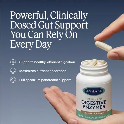 Image of Digestive Enzymes | 40,000 USP Lipase - Prescription Strength Pancreatic Enzyme Replacement Formula for Fat Digestion, Gut Health & Nutrient Absorption - Fermented, Vegan, High Potency