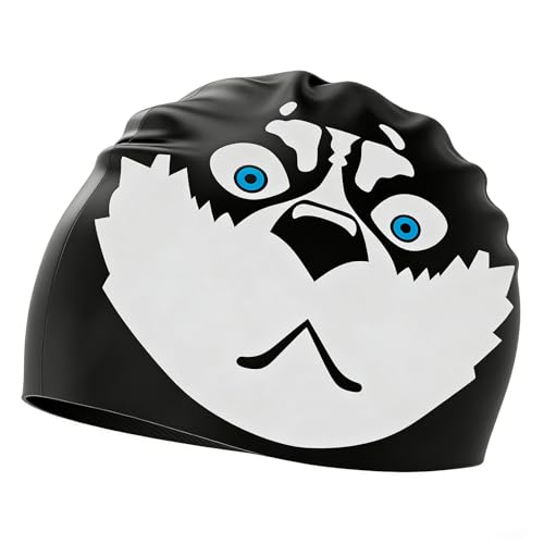 Gorro de baño – Gorro de piscina con diseño de perro de natación impermeable para proteger el cabello, para cabello corto, largo y largo adulto madre papa pequeño