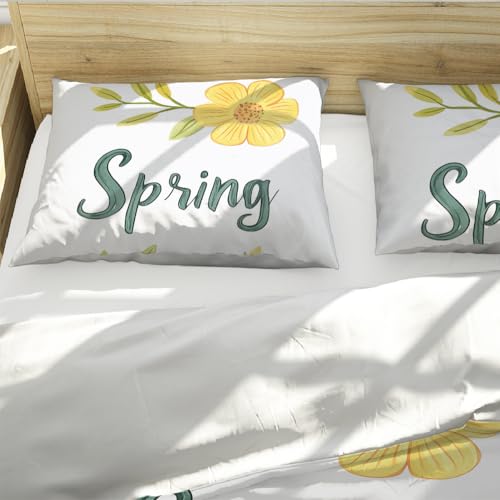 Ensemble couette alphabet fleuri style moderne avec 2 taies d'oreiller