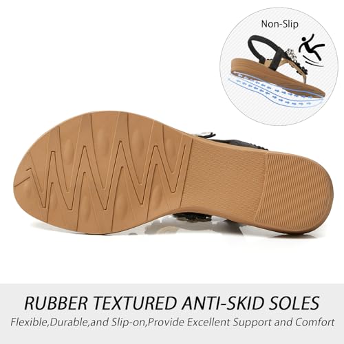 Image of iCKER Women Sandals Rhinestone Dressy Casual Summer flat flip flops Comfortable Sandals