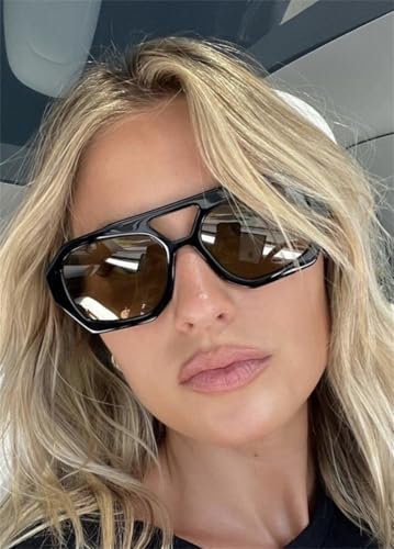 Image of ADE WU Rectangle Sunglasses for Women Men Retro 90s Sunglasses Trendy Black Tortoise Shell Glasses Y2K