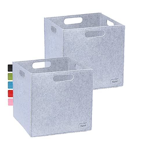 Hellgrau Filzbox 2er Filzkörbe Set 33x33x33 Regalkorb Korb Box 100%...