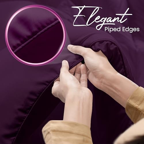 Utopia Bedding Comforters Twin Size, All Season Duvet Insert, Down Alternative Box Stitched Bed Comforter with Corner Tabs, Machine Washable (Plum)