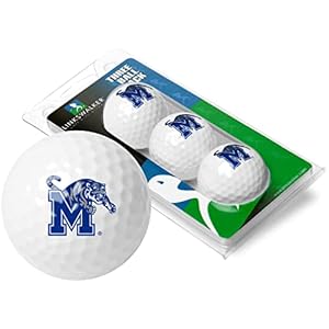 LinksWalker Memphis Tigers 3 Golf Ball Gift Pack Regulation Size 2-Piece Golf Balls Team Logo