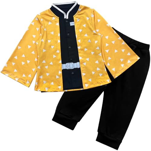 Zusnxaxe Anime Costume Toddler Halloween Clothes Thanksgiving Kids Christmas Shirt and Pants Cosplay Outfit(Yellow Long Sleeve 4T)
