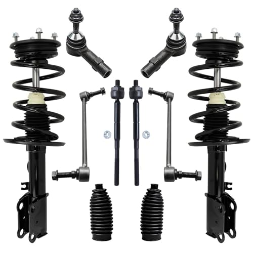 Image of Detroit Axle - 3.5L 10pc Front Struts Kit for 2013-2016 Ford Taurus, 2 Sway Bar Links 4 Tie Rods 2 Struts & Coil Spring 2 Boots Replacement Suspension Ready Struts Shocks Assembly