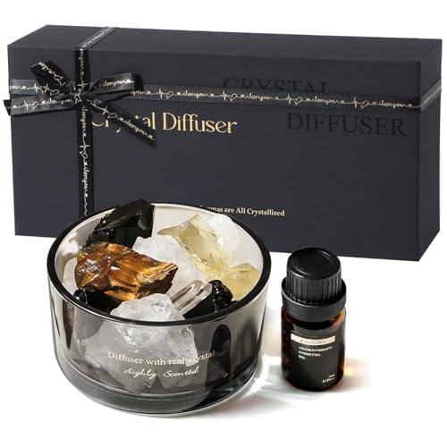 Crystal Stone Aroma Diffuser with Essential Oils for Home, Bathroom,