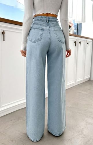 Image of Women High Waist Wide Leg Denim Jeans | Regular Fit Jeans for Women | Jeans Pant for Women