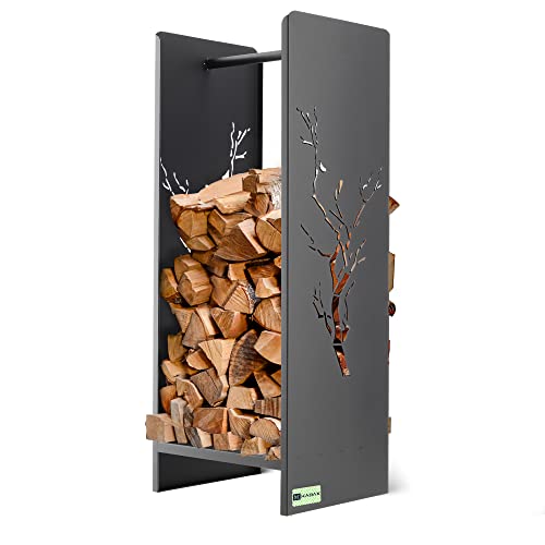 KADAX Range Buche, Etagere Interieure pour Buches de Cheminee, Rangement Elegant et Pratique pour Organiser vos Bois de Chauffage (Noir, 31 x 36 x 91 cm)