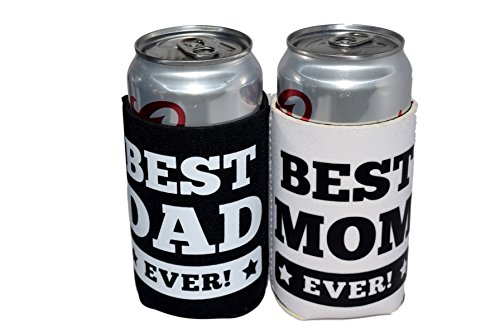 QualityPerfection Best Mom & Best Dad Neoprene Beer Can Cooler Sleeve - Set