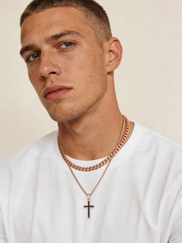 Image of U7 Cross Necklace for Men, Stainless Steel Silver Black Gold Mens Cross Necklace, 22-24 Inches