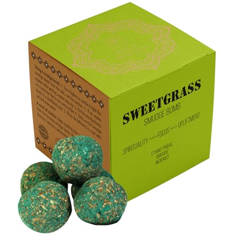Soul Sticks Sweetgrass Smudge Bombs Pack of 5 with Burner Calming Blend of Ritual Herbs Oils and Resins for Spiritual Practice (Sweetgrass)