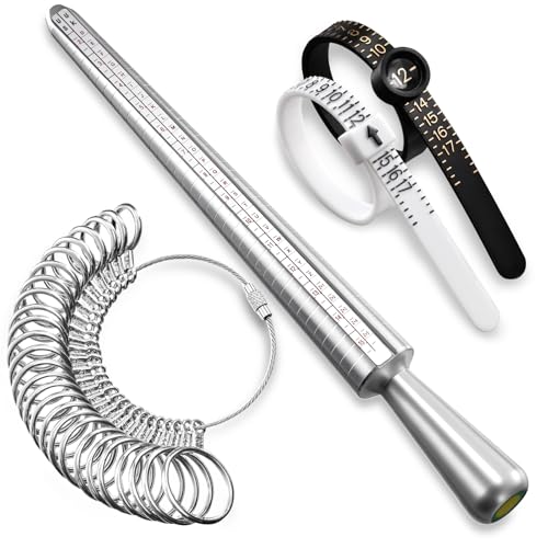 Meowoo Ring Sizer Measuring Tool Set, Ring Gauges with Finger Sizer Mandrel Ring Sizer Tools for...