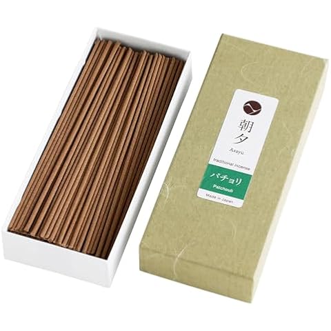 Asayu Japan Traditional Smoke Patchouli Incense Sticks Scent (40gr) for Evening Meditation, Relax or Yoga, Made in Japan - Patchouli Cover
