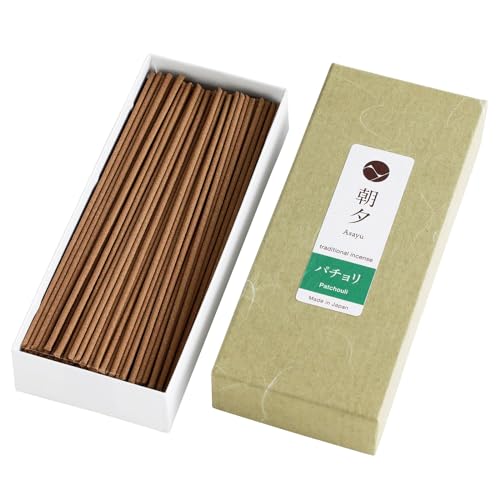 Asayu Japan Traditional Smoke Patchouli Incense Sticks Scent (40gr) for Evening Meditation, Relax or Yoga, Made in Japan - Patchouli