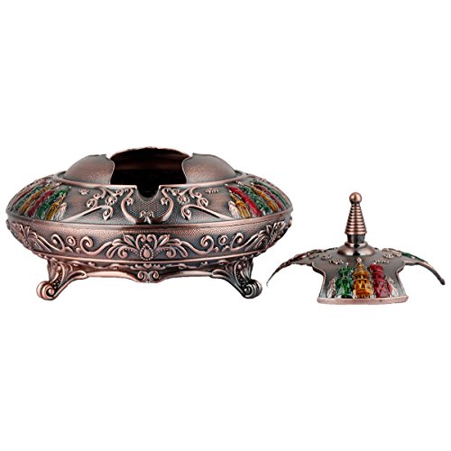 rockcloud Windproof Ashtray with Lid for Outdoor and Indoor Use Incense Holder Burner Tabletop Ornament