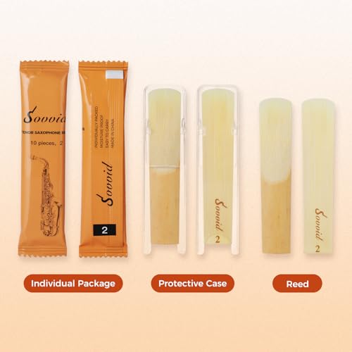 Sovvid Handcrafted Tenor Saxophone Reeds 2.0 – Premium Natural Cane, Warm & Rich Tone, Durable & Consistent, Thinner Tip for Easy Play, Individually Packed with Portable Reed Case (Box of 10) - Thumbnail 5