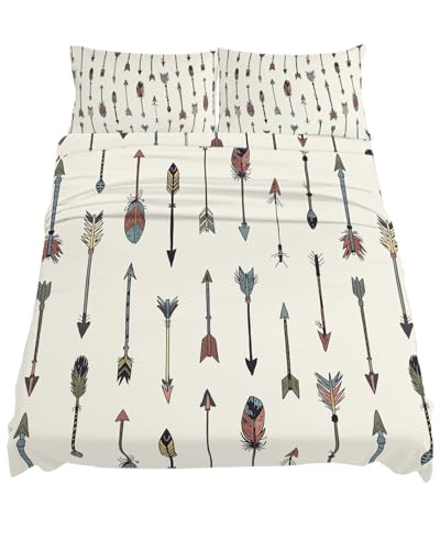 King Size Bed Sheets - 4 Pieces Bedding Set,Retro Indian