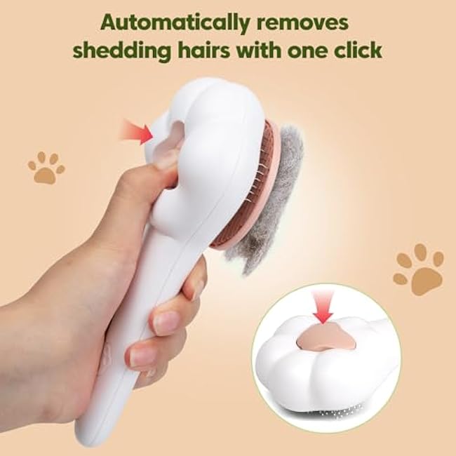 Self-Cleaning Cat Brush with Cat Nail Clipper 2-Pieces Set, Daily Cleaning Grooming Kit for Small and Medium-sized Dogs and Cats, Designed to Remove Shedding Fur and Trim Sharp Claws of Your Pets-fJZrLDSJ