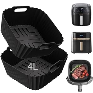 Silicone Air Fryer Liners for Russell Hobbs 4L 27160, 2 PCS Airfryer Accessories Silicone Mould for Russell Hobbs 4.3L 27610 Reusable Silicone Non-Stick Dishwasher Safe