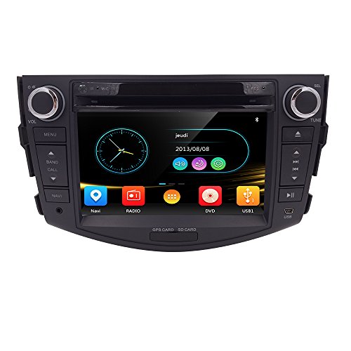 HIZPO 7 Inch In Dash HD Touch Screen Car CD DVD Player FM/AM Radio RDS Stereo GPS Navigation Map Card for Toyota RAV4 2006-2012